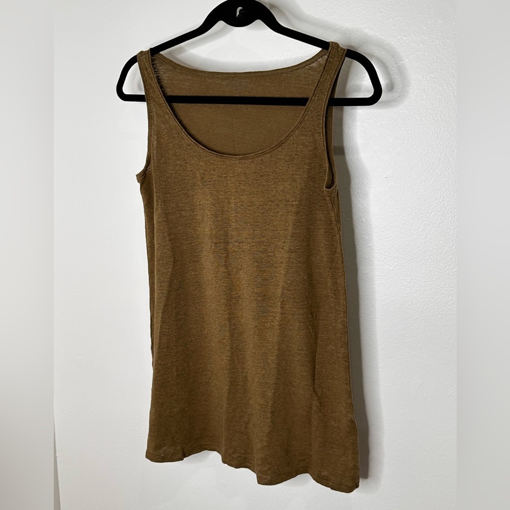 Eileen Fisher Earthy Brown  Organic Linen Tank Top - Picture 4 of 12